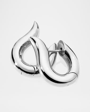 Tamara Comolli Signature 18k White Gold Medium Hoop Earrings