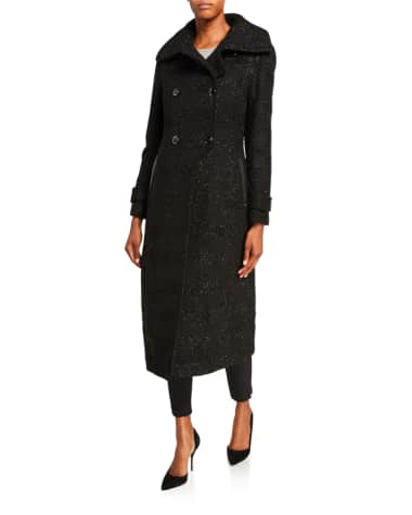 Mackage Elodie Double-Breasted Sparkly Long Coat