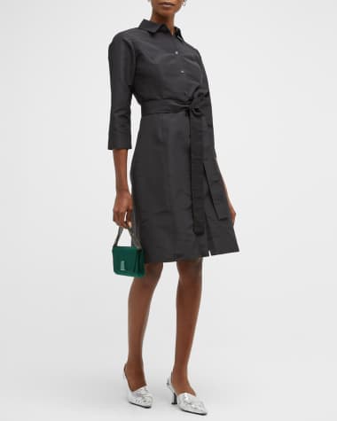Carolina Herrera Faille 3/4-Sleeve Shirtdress