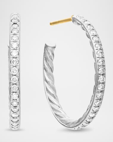 David Yurman Small Hoop Earrings w/ Pave Diamonds
