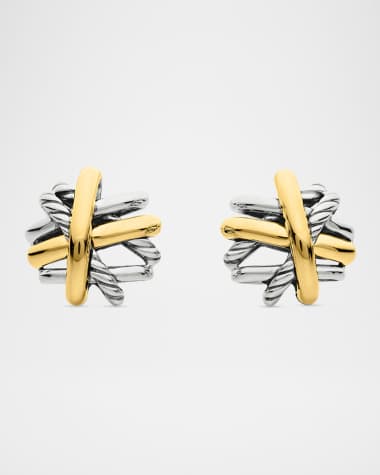 David Yurman Crossover Stud Earrings in Silver with 18K Gold, 11mm