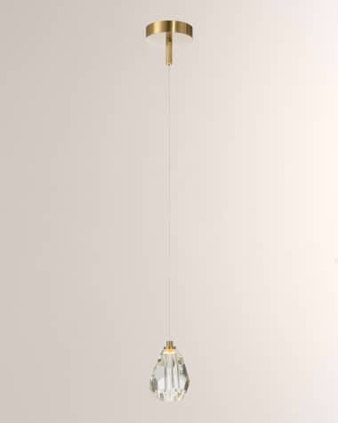 John-Richard Collection Faceted Chunk Crystal Single-Light Pendant
