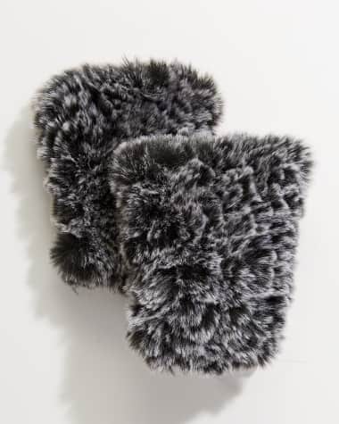 Surell Accessories Faux Fur Knitted Fingerless Mittens