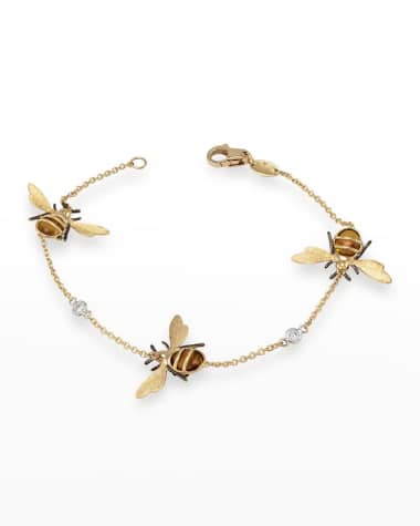 Staurino 18K Yellow Gold Citrine Bee Chain Bracelet