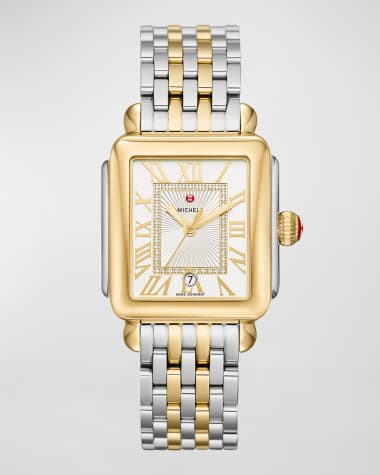 MICHELE Deco Madison Two-Tone Diamond-Dial Watch
