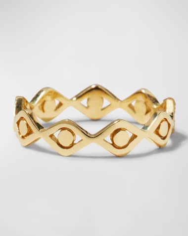 Sydney Evan 14k Yellow Gold Small Pure Evil Eye Eternity Ring, Size 6