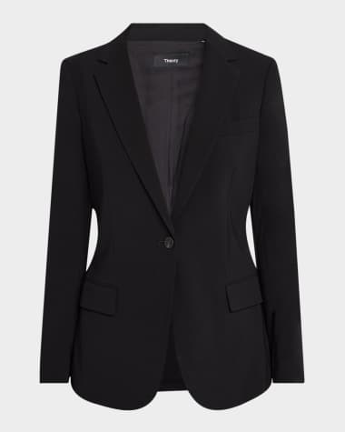 Theory Admiral Crepe One-Button Staple Blazer
