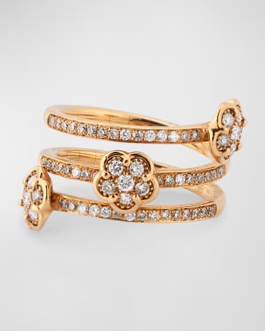 Pasquale Bruni 18k Rose Gold Diamond-Flower Coil Ring