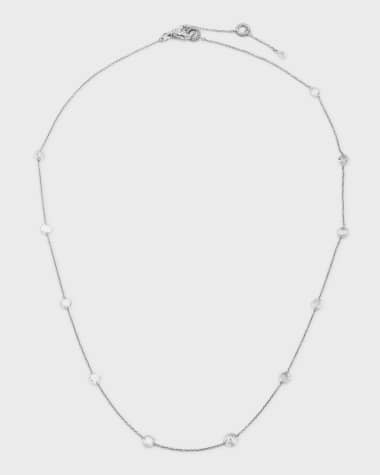 64 Facets Ethereal 18K White Gold Rose-Cut Diamond Station Necklace, 18"L, 3.31tcw