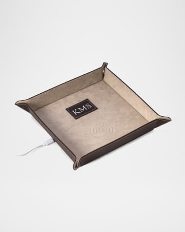 Bey-Berk Men's Personalized Leather/Velour Charge Station