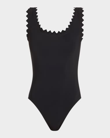Karla Colletto Ines Round-Neck Silent Underwire Tank Swimsuit with High Back