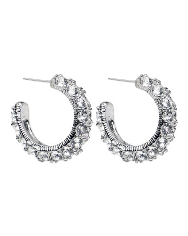Ben-Amun Crystal Hoop Earrings, Silver