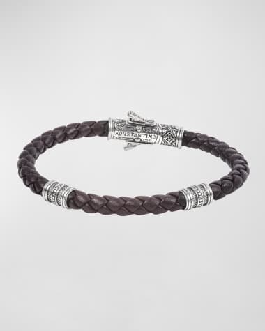 Konstantino 18K White Gold Braided Leather Bracelet