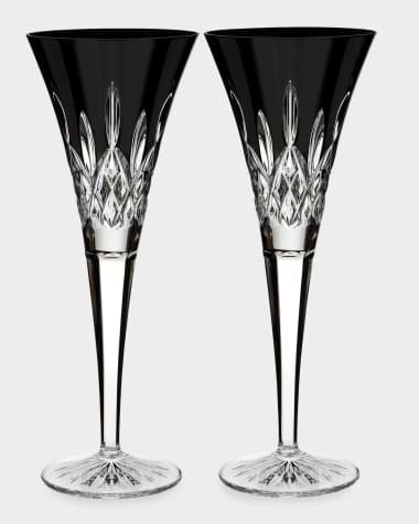 Waterford Crystal Lismore Black Flute Glasses, Set of 2