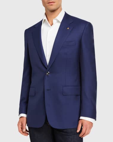 Stefano Ricci Men's Solid Wool Blazer w/ Palladium Buttons