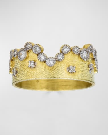 Tanya Farah 18K Yellow Gold Royal Couture Diamond Bezel Crown Ring