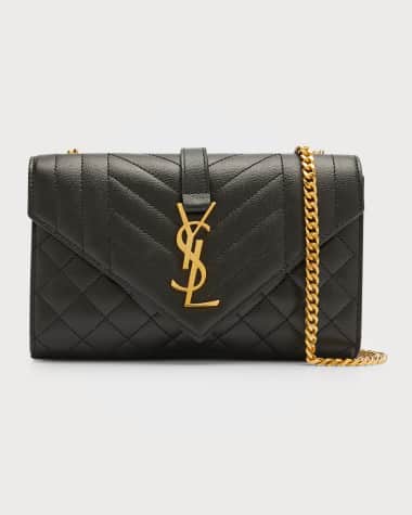 Saint Laurent Envelope Triquilt Small YSL Shoulder Bag in Grained Leather