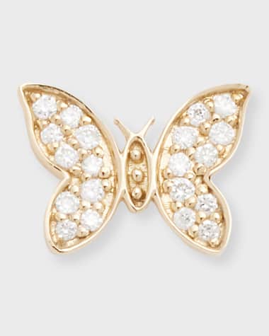 Sydney Evan 14k Diamond Tiny Butterfly Stud Earring, Single