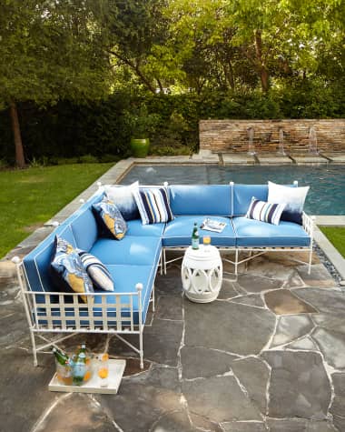 Neiman Marcus Avery Sectional Set, White/Blue