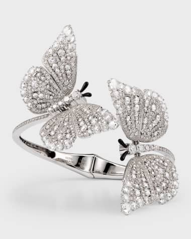 Staurino 18K White Gold Diamond 2 Butterfly Bracelet