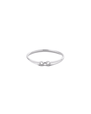 COOMI 18k White Gold Bezel-Set 2-Diamond Stack Ring, Size 7
