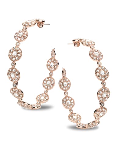 COOMI Eternity 18k Rose Gold High-End Opera Diamond Hoop Earrings
