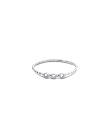 COOMI 18k White Gold Bezel-Set 3-Diamond Stack Ring, Size 7