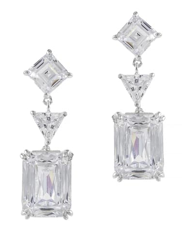 Golconda by Kenneth Jay Lane Mixed-Cut Cubic Zirconia 3-Drop Earrings
