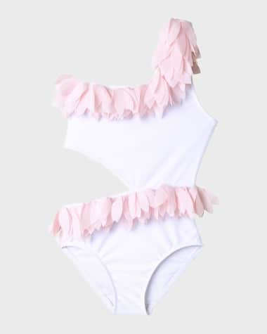 Stella Cove Girl's Tulle Petals Side Cutout One-Piece Swimsuit, Size 2-14