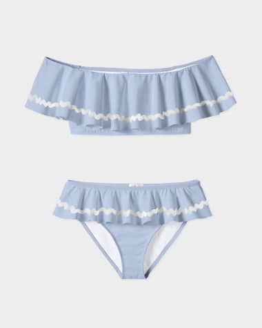Stella Cove Girl's Ric Rac Ruffle Two-Piece Bikini Set, Size 4-14