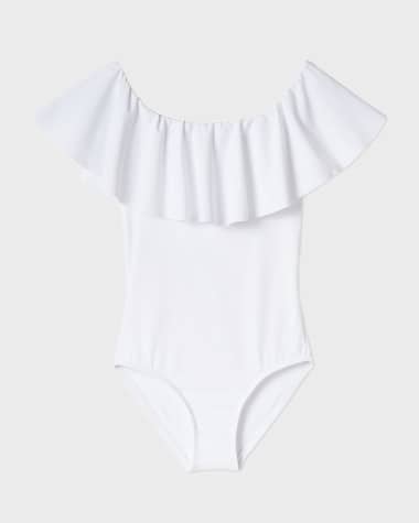 Stella Cove Girl's Solid Ruffle One-Piece Swimsuit, Size 2-14