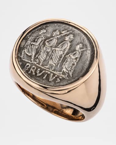 Jorge Adeler Men's 18k Rose Gold Ancient Coin Signet Ring