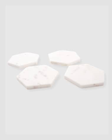 8 Oak Lane White Marble Hexagon Coasters, Set of 4