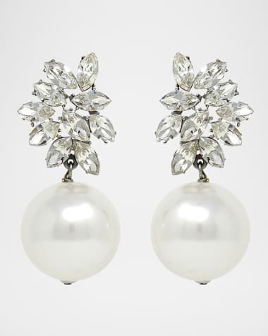 Ben-Amun 24k Gold Electroplate Crystal Pearl Earrings