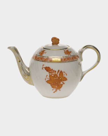 Herend Chinese Bouquet Rust Teapot with Butterfly