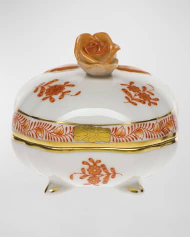 Herend Chinese Bouquet Rust Covered Bonbon with Rose