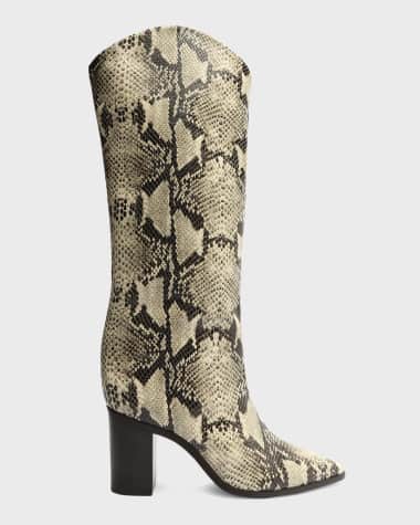 Schutz Analeah Snake-Print Leather Tall Boots