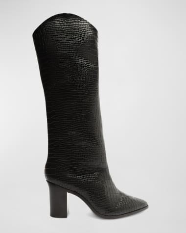 Schutz Analeah Snake-Print Leather Tall Boots