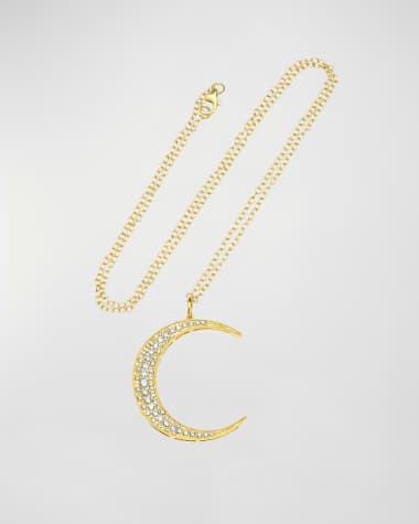 Andrea Fohrman 18k Gold Diamond Crescent Moon Necklace