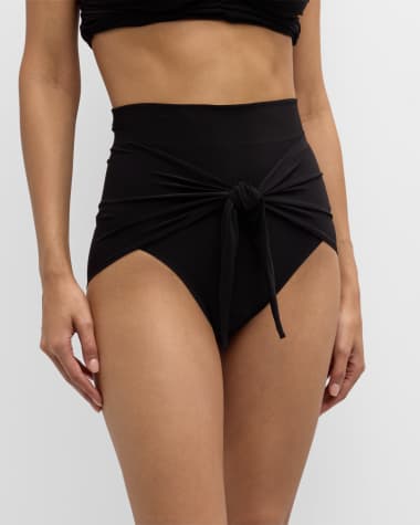 Norma Kamali Diaper Tie-Front High-Waist Bikini Bottom