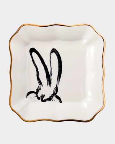 Hunt Slonem Portrait Plate with Gold Rim - White