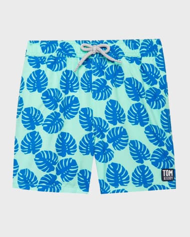 Tom & Teddy Boy's Leaf Print Swim Trunk, Size 3T-12