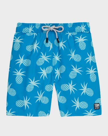 Tom & Teddy Men's Pineapple-Print Swim Trunks
