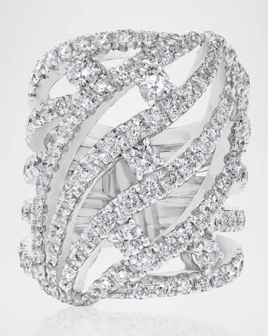Andreoli 18K White Gold Caged Diamond Ring, Size 7
