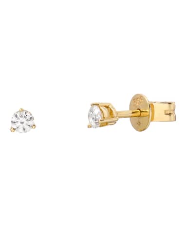 Zoe Lev Jewelry 14k Gold 3-Prong Diamond Stud Earrings