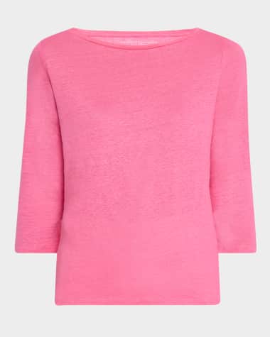 Majestic Filatures Boat-Neck 3/4-Sleeve Semi-Relaxed Tee
