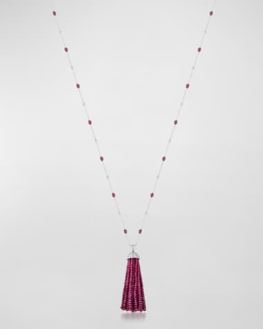 Andreoli Ruby and Diamond Tassel Necklace