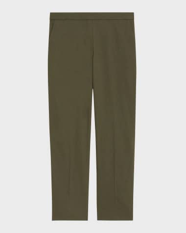 Theory Treeca Good Linen Cropped Pull-On Ankle Pants