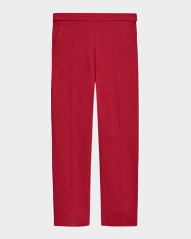 Theory Treeca Good Linen Cropped Pull-On Ankle Pants