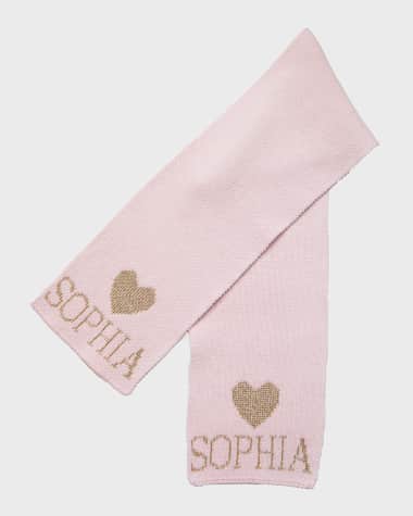 Butterscotch Blankees Kid's Metallic Single Heart Scarf, Personalized
